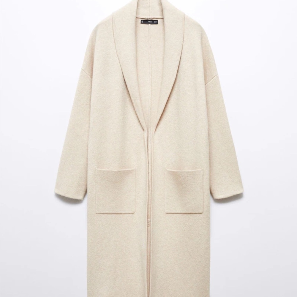 Long cream cardigan from mango